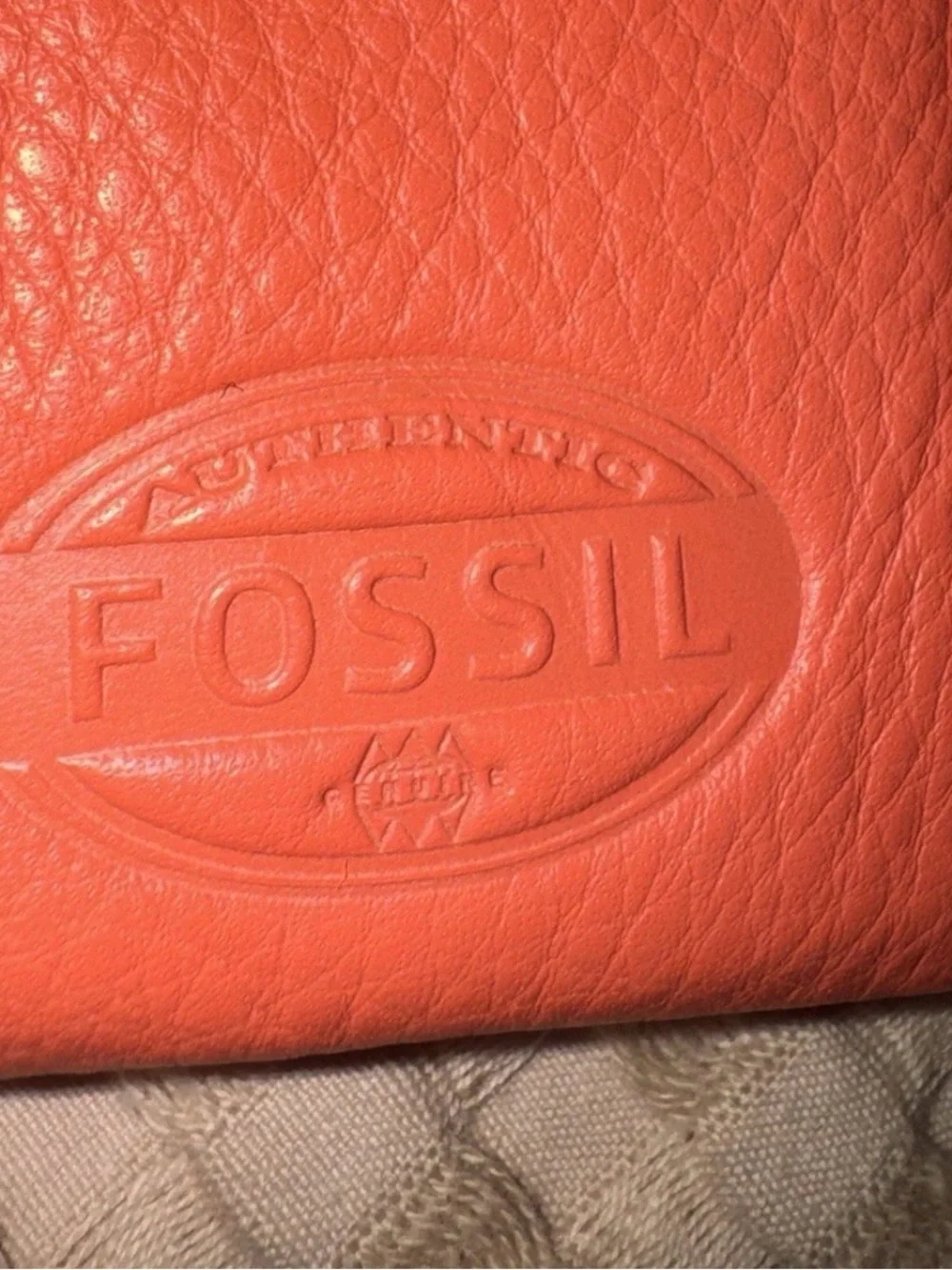 Fossil Coral Pink Pebbled Leather Zip Wallet